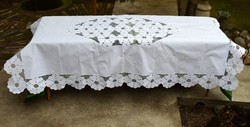 Régi riselt nagy asztalterítő abrosz asztal terítő lakástextil dekoráció 220 x 142 cm