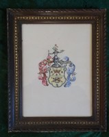 Antik címer - Szövényi család - 24,5 x 30,5 cm.