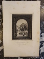 L. Rohbock - Kilátás a Várkapuból Budán - J.M. Kolb - acélmetszet - 19. század