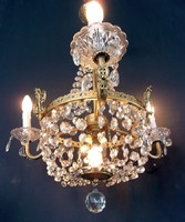 Very beautiful real crystal chandelier, 3 + 1 incandescent!