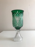 Ajkai kristály, zöld színű váza 30 cm