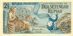Indonézia 2 1/2 rúpia 1960 UNC