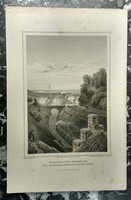 L. Rohbock - Vaspályaudvar Pozsonyban - J.M. Kolb - acélmetszet - 19. század