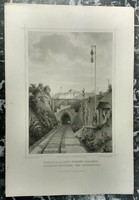 L. Rohbock - Vaspálya-alagút Pozsony mellett - A. Rottmann - acélmetszet - 19. század