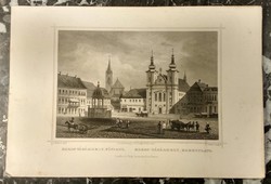 L. Rohbock - Maros-Vásárhely, főplacz -  L. Oeder - acélmetszet - 19. század
