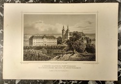 L. Rohbock - A püspök palotája Nagyváradon - J.M. Kolb - acélmetszet - 19. század