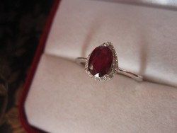 Elegáns, természetes RUBIN 925 ezüst gyűrű, akár eljegyzési gyűrűnek