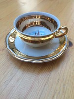 Csodás, dúsan aranyozott, kézzel festett Schirnding Bavaria mokkás csésze