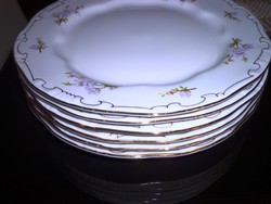 Zsolnay lila barackvirágos tányérok 6db mély+6db lapos