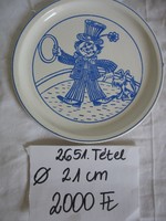 Régi, hibátlan, bohóc figurás, kék fehér, gránit tányér, gránittányér 21 cm