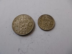  Ezüst India 1/4 és 1/10 Gulden