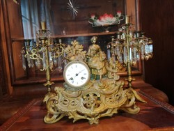 Francia Lombard kandalló óra szett. 1880-as évek.