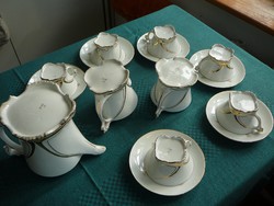 Szecessziós K.u.K. porcelán 5+1 teás készlet