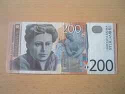 JUGOSZLÁVIA 200 DINÁR 2001 AD, Nadežda Petrović,Gračanica monostora
