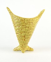 0Q325 Gorka Géza sárga kerámia váza 16 cm