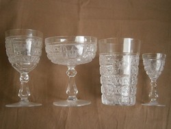Antik Bídermeier 4 darabos pohár szett 1850-70 körül