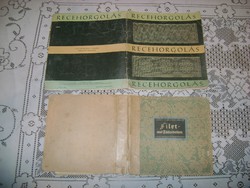 Kelcsó Miklós: Recehorgolás 1964, Filet und Tüllarbeiten 1920 - két darab régi kézimunka könyv