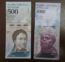Venezuela 500 és 1000 bolivar 2017 unc.