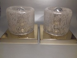 Mid century DORIA design lámpa pár Muránói buborékos üveg búrával