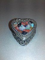 Szelence ring holder heart shape with minerals