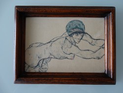 Egon Schiele múzeumi nyomat: "Akt jobbról"
