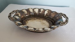 Bavaria Feinsilber ezüstözött porcelán tál, kínáló, asztalközép