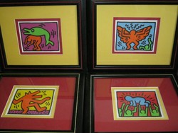 Keith Haring Pop Shop keretezett, jelzetlen nyomatok 4 db