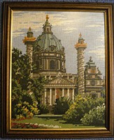 Tapestry depicting the Charles Church (karlskirche) in Vienna