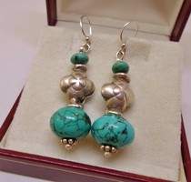 Amazing handcrafted silver earrings with real turquoise stones