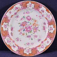 Antik kínai tányér, Famille Rose mintával, 18. sz. vége