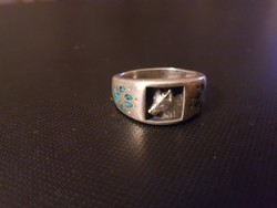Férfi ezüst gyűrű- türkizzel