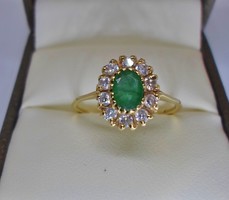 Szépséges valódi smaragd 14kt-os aranygyűrű