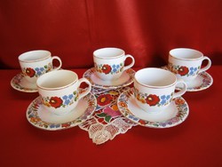 Eredeti Kalocsai porcelán teás csésze és tálka 5-5 db