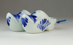 0Q102 Jelzett Delft Holland porcelán fapapucs pár