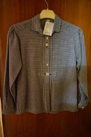 Hat's checkered boy shirt with buttonhole embroidery for sale.