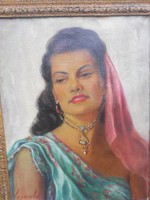 Gyoroki Pál(1900k.-1972)Nő nyakékkel.1940 körül.Nemzeti szalonban kiállítva.