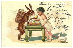 Húsvét köszöntő 117 éves képeslap  1901