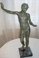 Statue of a young Marathon man depicting bile in green marble