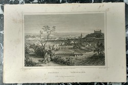 L. Rohbock - Pozsony nyugati oldala - Carl Varrall - acélmetszet - 19. század