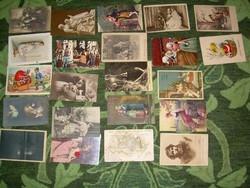 22  old postcards, military pax thing etc stamps