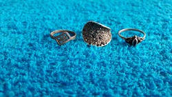 1,-Ft 3 db antik ezüst gyűrű egyben,markazit,rubin és cizellált!Garanciával! 