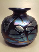 Álomszép jelzett szignózott irizáló üveg váza