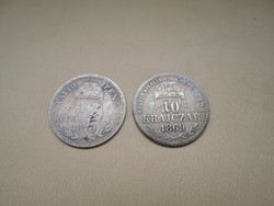 ezüst 10 krajcár 1869,1870 KB. F-VF