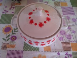 Alföldi Piros pöttyös porcelán leveses tál