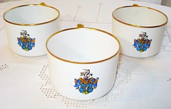 3 pcs antique hand-painted Hüttl teacups (1900-1910)