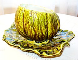Sarreguemines, cabbage-shaped majolica centerpiece