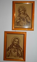 Gubán György festőművész tűzzománc kép pár: Jézus  & Mária