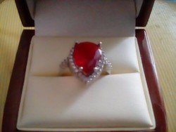 Csodás piros köves ezüst gyűrű