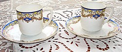 Antique Porcelain Espresso Cup with Saucer /Set of 2/
