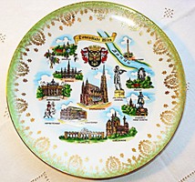 Antique souvenir plate with Vienna landmarks /70s/